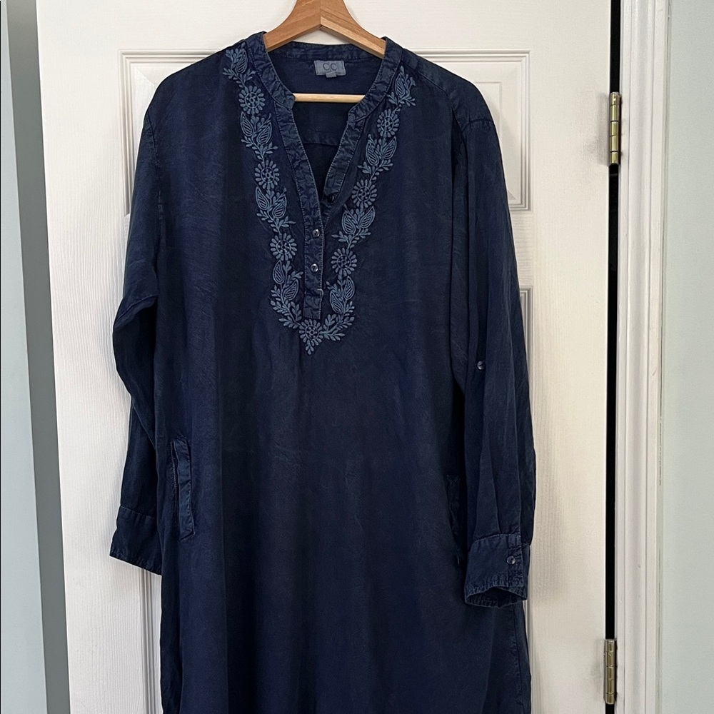Chic Connections Cc Blue Embroidered Tunic